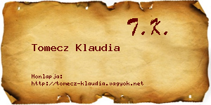 Tomecz Klaudia névjegykártya